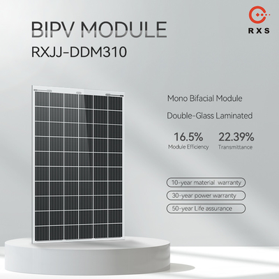 Rixin Transparent BIPV Solar Panels Mono Glass 310W 320W Solar Panel PV Module